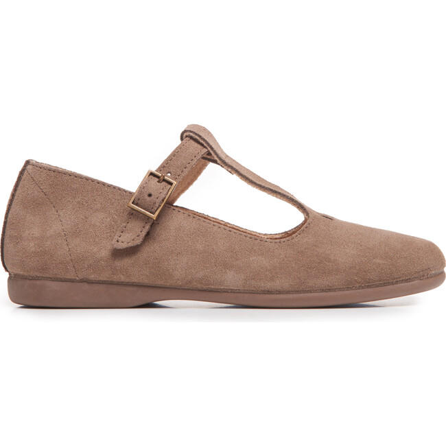 Suede Spectator T-band Shoes, Taupe - Mary Janes - 1