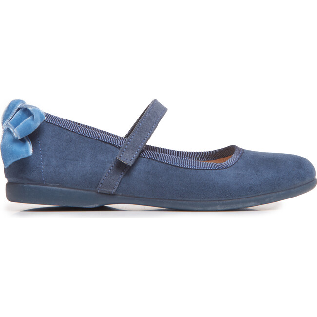 Suede Bow Mary Janes, Navy - Mary Janes - 1