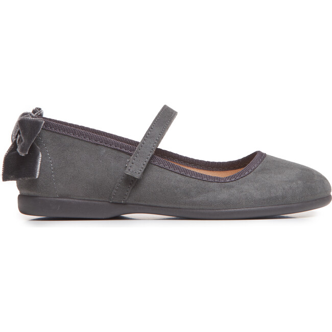 Suede Bow Mary Janes, Grey