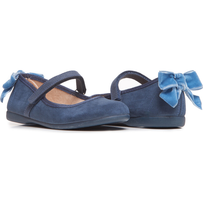 Suede Bow Mary Janes, Navy