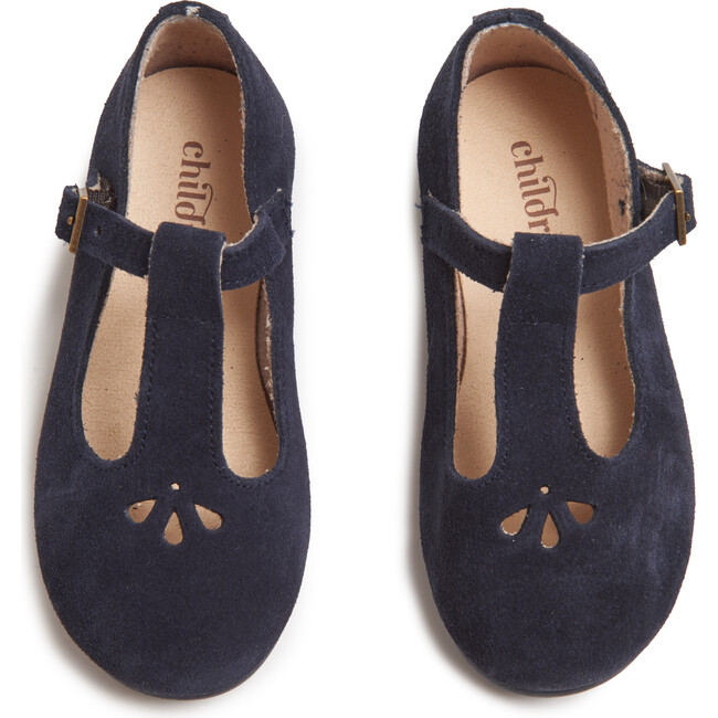 Suede Spectator T-band Shoes, Navy - Mary Janes - 3