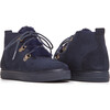 Faux-Fur Suede Lace-Up Sneaker Booties, Navy - Boots - 2
