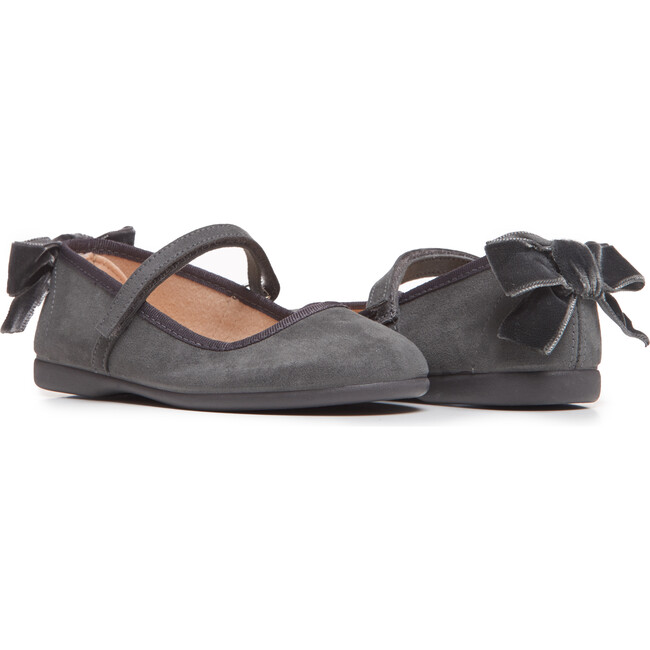 Suede Bow Mary Janes, Grey