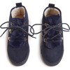 Faux-Fur Suede Lace-Up Sneaker Booties, Navy - Boots - 3 - thumbnail