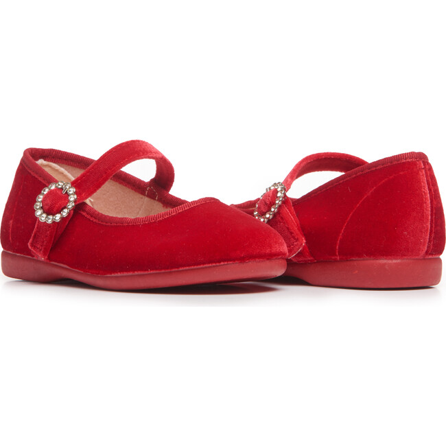 Classic Velvet Mary Janes, Holiday Red