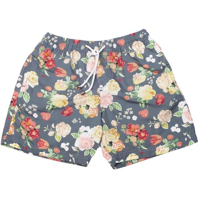 Tabby Boys Board Shorts, Grey - Swim Trunks - 1