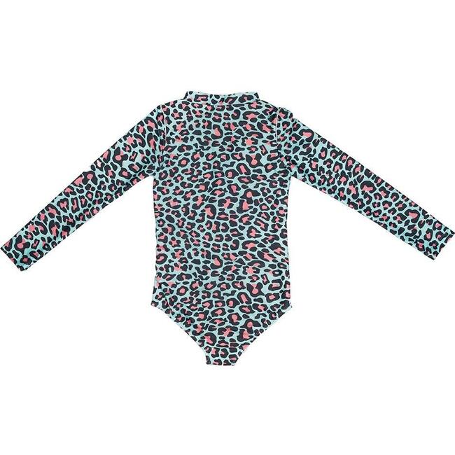 Long Sleeve Zip One Piece, Aqua - One Pieces - 2