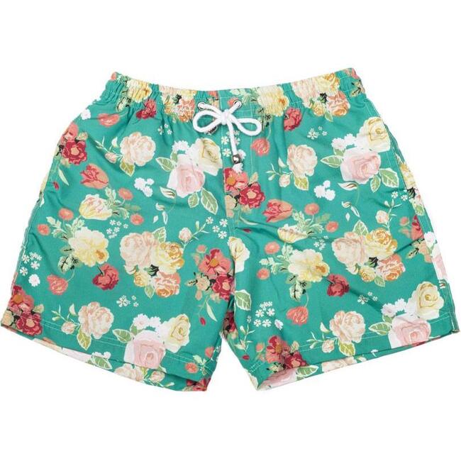 Boys board shorts, Rose Green - Swim Trunks - 1