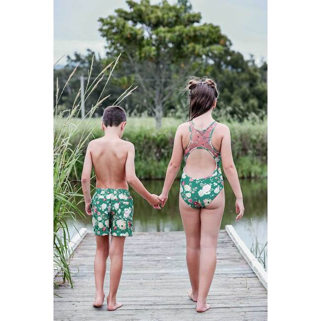 Boys board shorts, Rose Green - Swim Trunks - 2