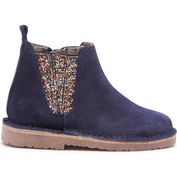 Suede Chelsea Boots, Navy & Sparkles