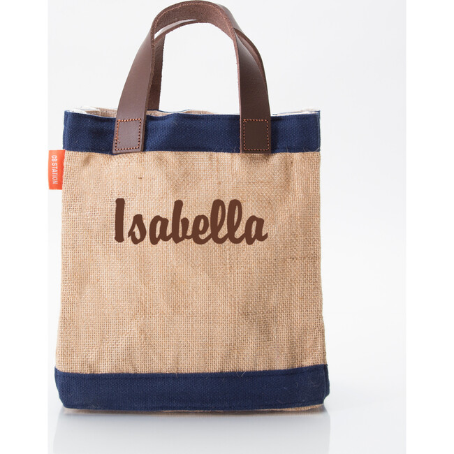 Mini Jute Market Bag, Navy - Bags - 6