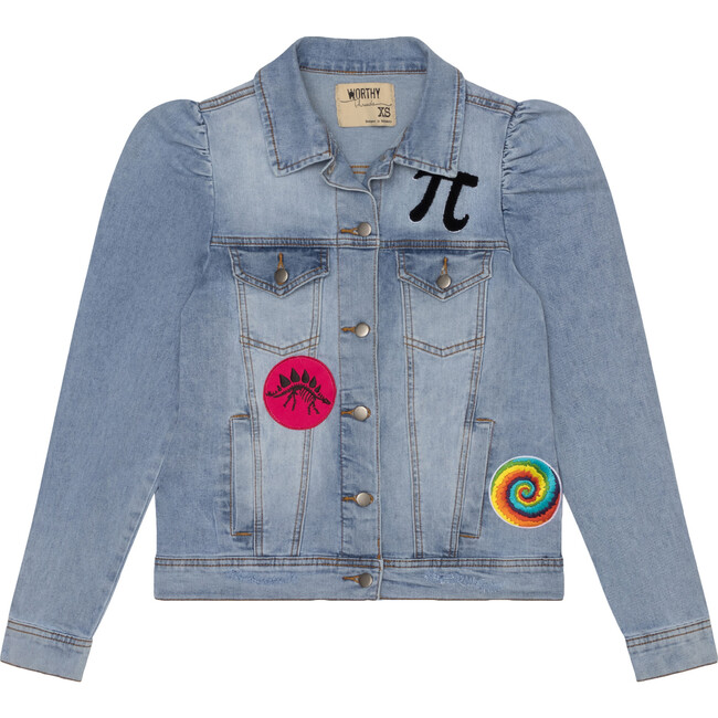 Adult Puff Sleeve Denim Jacket, Patches