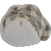 Winter Hat With Velcro Straps, Grey and White Plaid - Hats - 1 - thumbnail