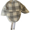 Winter Hat With Velcro Straps, Grey and White Plaid - Hats - 2 - thumbnail