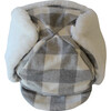 Winter Hat With Velcro Straps, Grey and White Plaid - Hats - 3