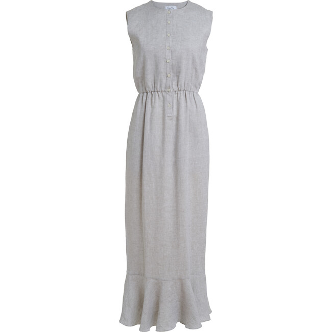 Women's Sleeveless Dress, Beige Linen