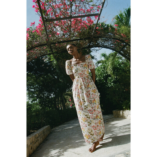 Women's Short-Sleeve Maxi Dress, Multi Floral - Dresses - 2