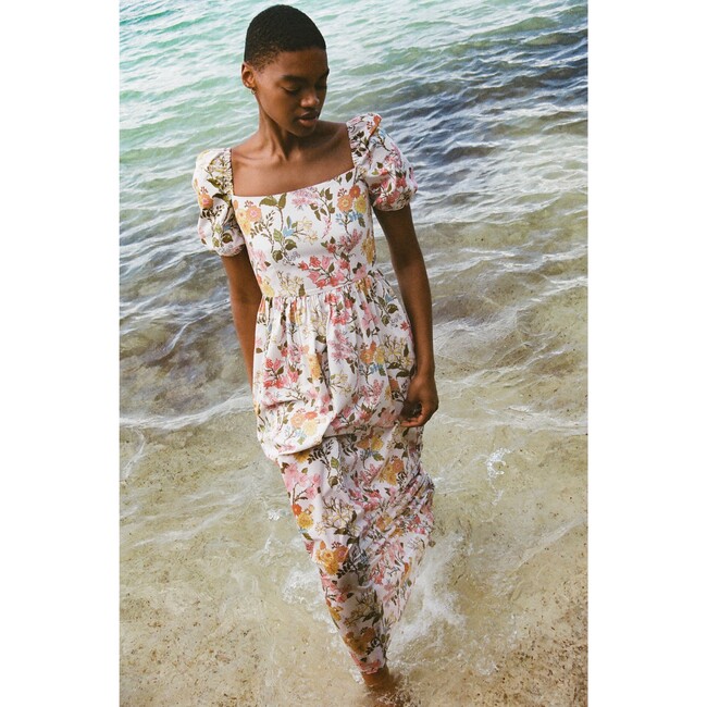 Women's Short-Sleeve Maxi Dress, Multi Floral - Dresses - 4
