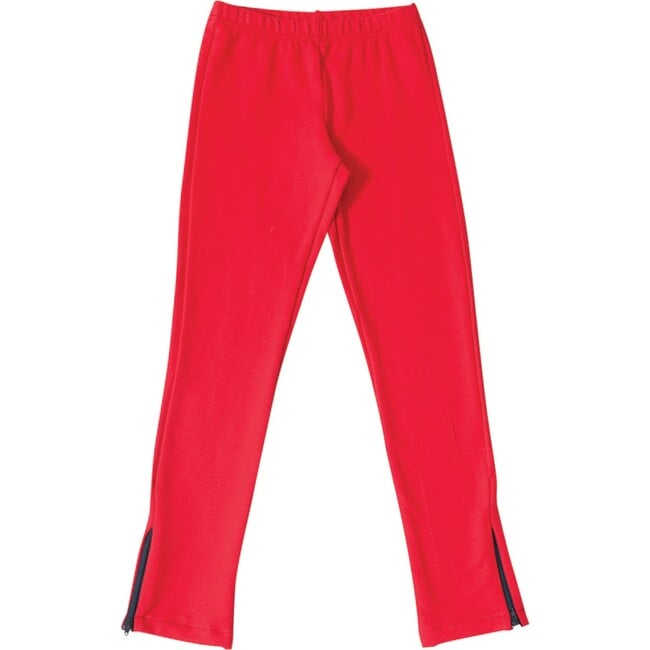 Zipper Tween Leggings, Poppy Red Knit