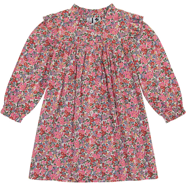 Quinn Ruffle Front Dress, Multi Floral - Dresses - 1