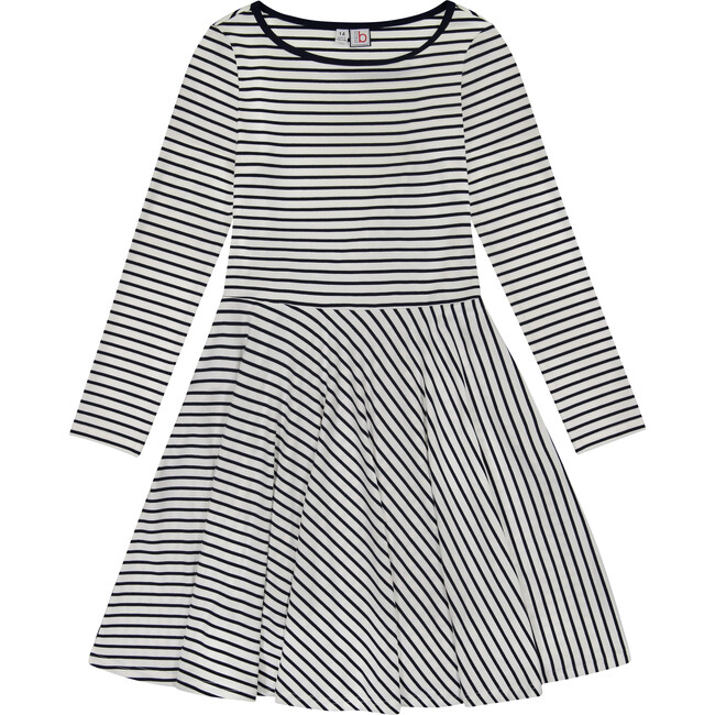 Helena Circle Skirt Dress, Breton Navy Stripe