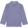 Busy Bees Long Sleeve Polo, Slate Blue Stripe - Polo Shirts - 1 - thumbnail