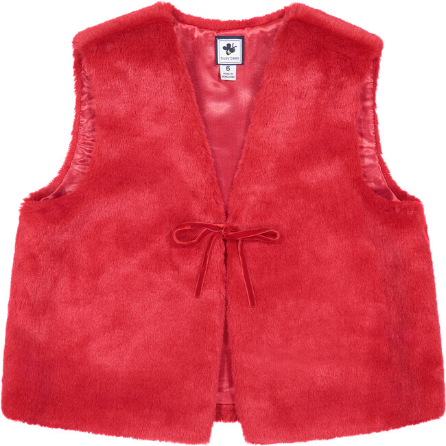 Ainsley Faux Fur Vest, Red