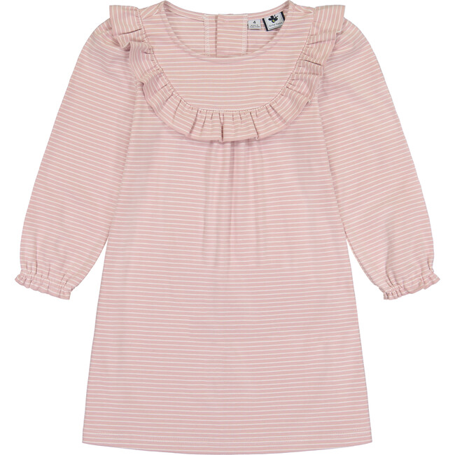 Kennedy Ruffle Bib Dress, Rose Pink Stripe - Dresses - 1