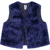 Ainsley Faux Fur Vest, Navy - Vests - 1 - thumbnail