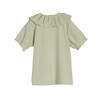 Lani Ruffle Collar Jersey Top, Sage - Shirts - 3