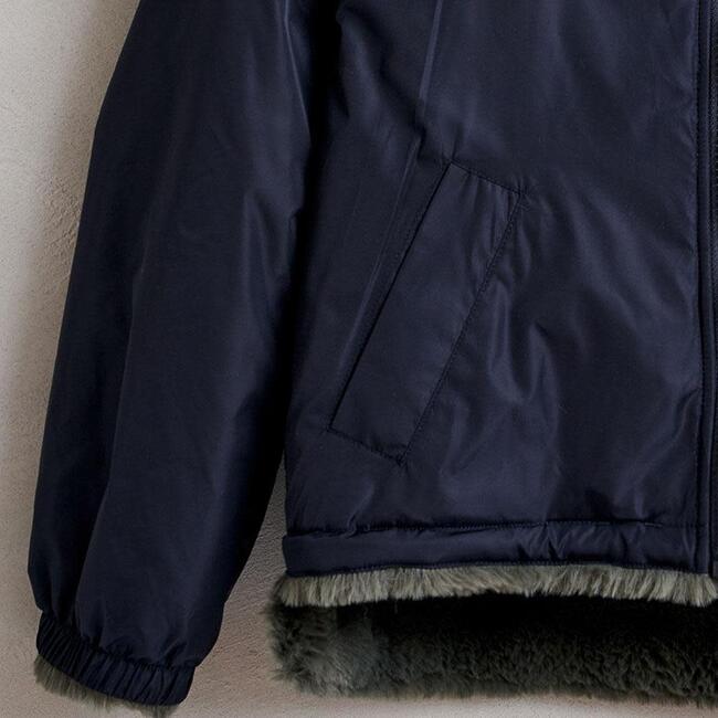 Habitat Faux Fur Reversible Jacket, Navy/Grey - Coats - 3