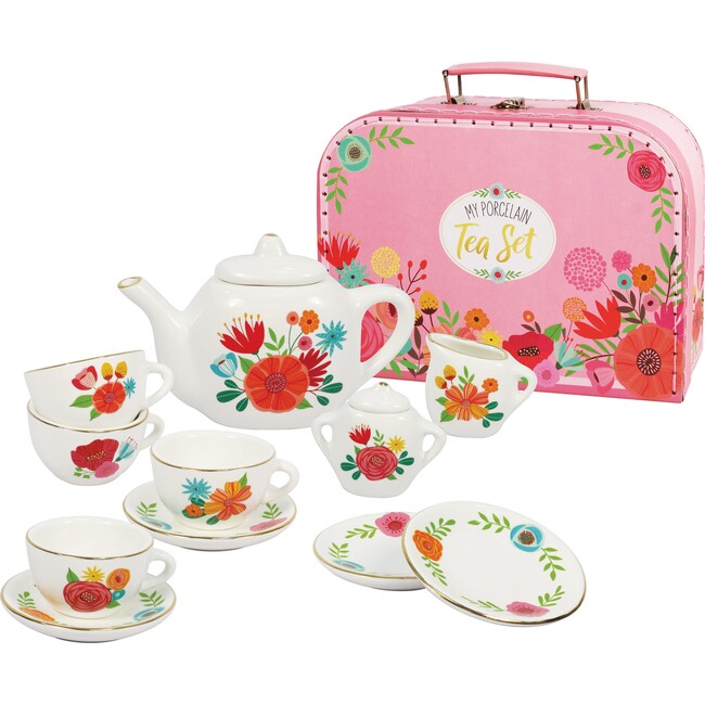 Porcelain Tea Set, Carry Case