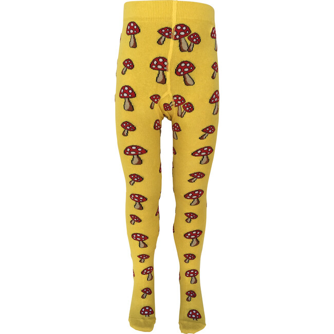 Toadstools Footed Tights, Bright Yellow