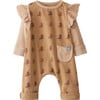 Tree Printed Ruffle Footie, Red - Footie Pajamas - 1 - thumbnail