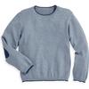 Intarsia Elbow Patch Pullover, Sky Blue - Sweaters - 1 - thumbnail