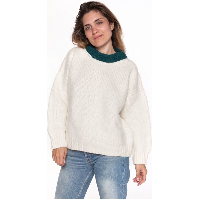 Women's Sweater,Bianco / Emerald - Sweaters - 2