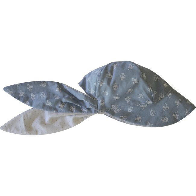 Sun Bonnet, White Insects on Dusty Blue