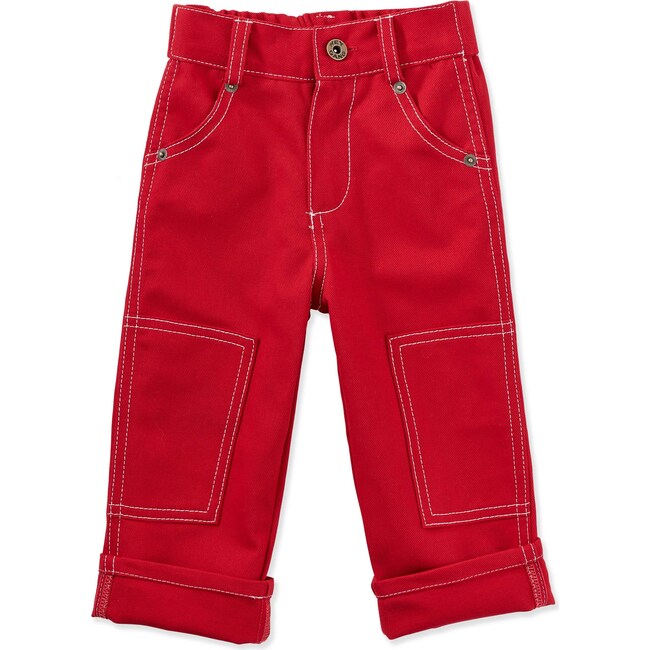 The Knee Patch Jeans, Red Denim - Jeans - 1