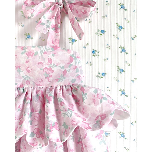 Scallop Peplum Petal Dress, Pink Cherry Blossom - Dresses - 2