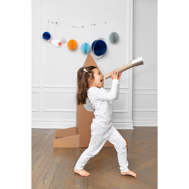 Organic Long Sleeve Pajama Set, Space Print - Pajamas - 2