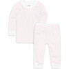 Organic Long Sleeve Pajama Set, Pink Stripe - Pajamas - 1 - thumbnail