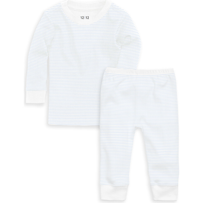 Organic Long Sleeve Pajama Set, Blue Stripe