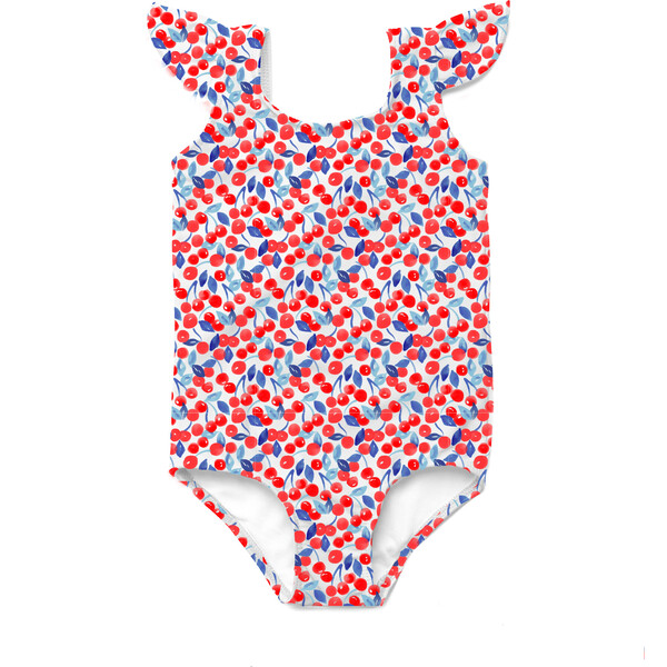 Organic The Flutter Sleeve One Piece, Cherry Liberty - 12|12 Swim ...