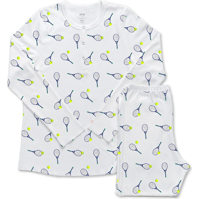 Organic Women's Pajama Set, Tennis Print - Pajamas - 1