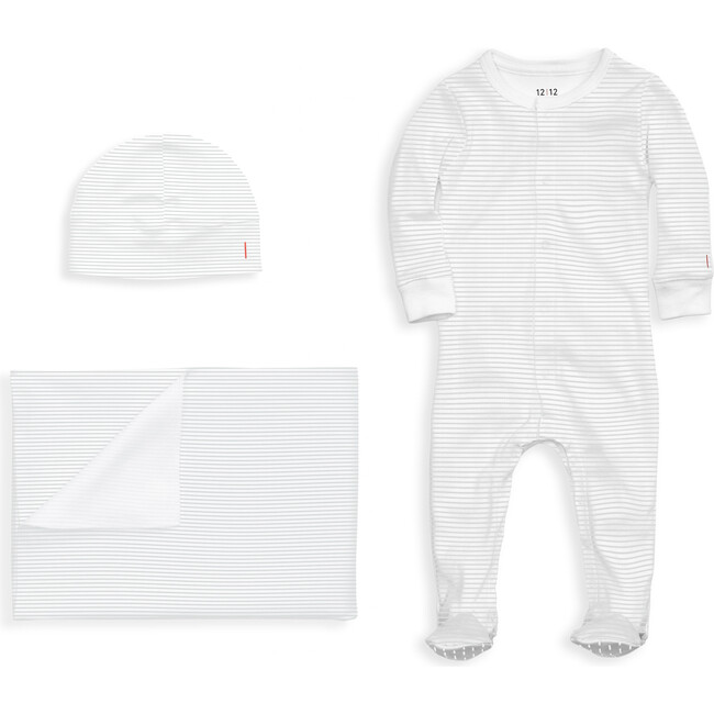 Organic Baby Gift Set, Grey Stripe