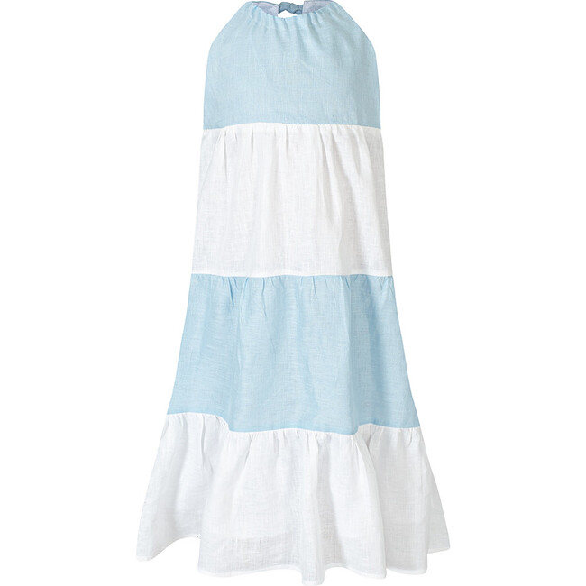 Halter Dress, White & Baby Blue