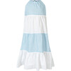 Halter Dress, White & Baby Blue - Dresses - 1 - thumbnail