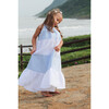 Halter Dress, White & Baby Blue - Dresses - 3