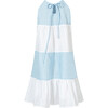 Halter Dress, White & Baby Blue - Dresses - 4