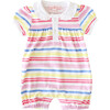 Rainbow Stripe Collared Romper - Rompers - 1 - thumbnail